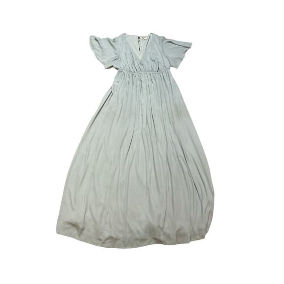 Mumu Womens Maxi Dress V Neck Short Sleeve Flowy Beach Casual Light Blue - Picture 1 of 7